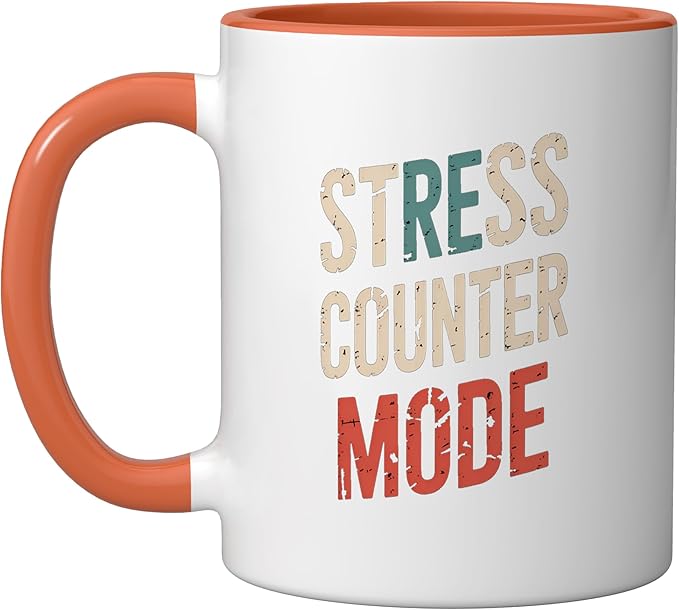 Relaxation Breathing Vagus Nerve Stimulation Stress Relief Ceramic Mug, Orange/White