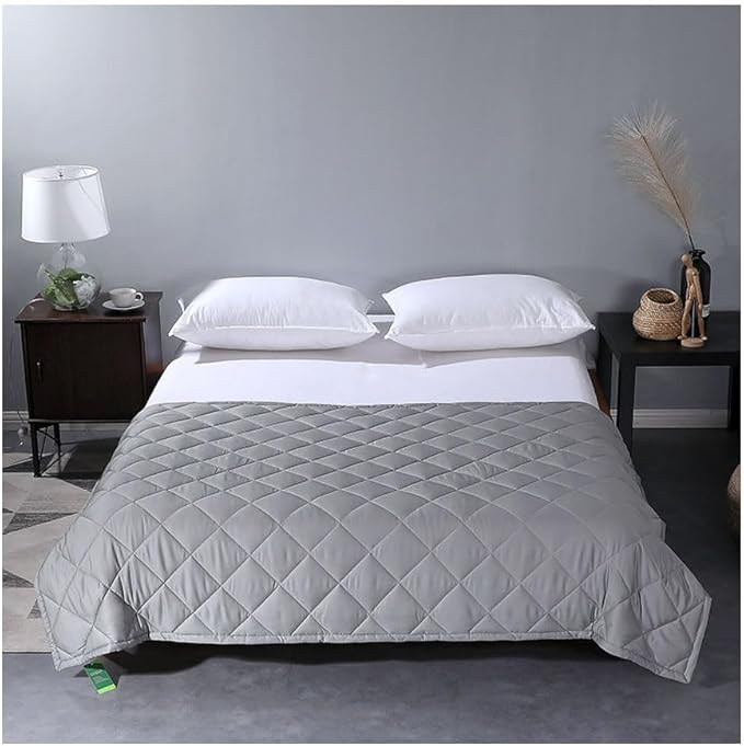 Weighted Blanket for Adults, Single Double Heavy Blanket with Fibre Fabric Premium Glass Bead All-Season Even Weight Distribution for Bed Sofa Silver Grey 150x200cm 6.8kg