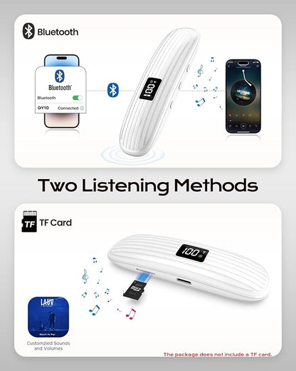 ByteWave Bone Conduction Under Pillow Sleep Speaker, Ultra-Thin Wireless Bluetooth 5.3 Mini Pillow Speaker with LED Display,TF Card,Auto-Off, Private Design for Side & Light Sleepers Bedside Listening