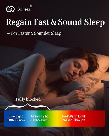 Goiteia Red Clip on Blue Light Blocking Glasses for Sleep-Block Blue & Green Light-Fast and Sound Sleep/Relieve Eye Strain
