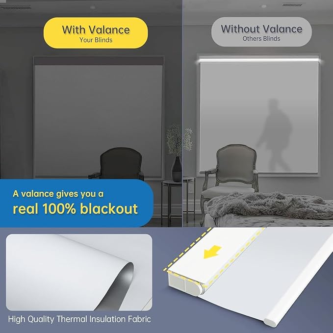 DENFOON Motorized Blinds with Remote,Thermal Electric Blinds 【Solar Panel】,Customizable Automatic Roller Shades, Blackout Remote Control Blinds for WindowsUpgrade to Smart Blinds, White, 26''W×72''H