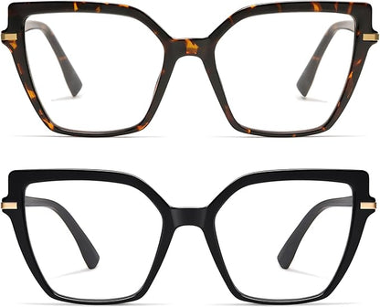 AMOMOMA Trendy Square Blue Light Blocking Reading Glasses for Women Women's Readers Spring Hinge AM6082