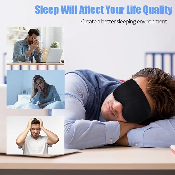 3D Sleep Mask for Men & Women – 100% Blackout Light, Soft & Smooth Eye Mask for Travel, Relaxation & Deep Sleeping, Breathable Comfort