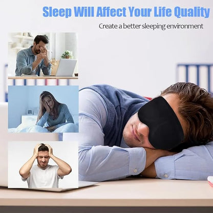 3D Sleep Mask for Men & Women – 100% Blackout Light, Soft & Smooth Eye Mask for Travel, Relaxation & Deep Sleeping, Breathable Comfort