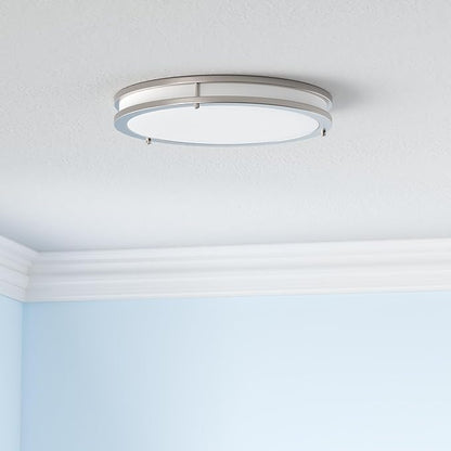 ASD LED 16" Round Flush Mount Lighting, Close to Ceiling Light Fixture | 3CCT, Dimmable, Energy Star, ETL Listed | 24W 2118LM 3000-5000K 100-277V | Low Profile Double Ring Lamp | Nickel, 4 Pack