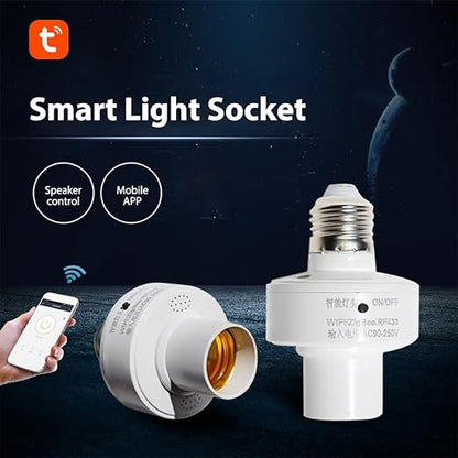Smart Light Socket, 4 Pack WiFi Light Bulb AdapterApp Control Voice Control Timer Function Group Control Easy Installation for Home Office White 92x62mm (4 Packs)