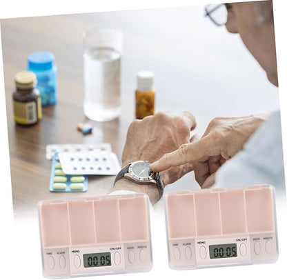 PartyKindom Medication Dispenser Pill Box Portable Daily Pill Case Alarm Clock for Medicine Reminder Sturdy Storage for Patients
