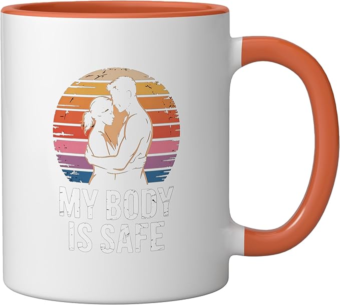 Breathing Relaxation Stress Relief Vagus Nerve Stimulation Ceramic Mug, Orange/White
