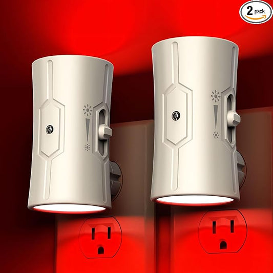 Night Light, Night Lights Plug into Wall [2 Pack], 0-100LM Adjustable Brightness Light Sensor Nightlights Plug in Wall for Hallway, Bathroom, Adults, Red Led Nightlight