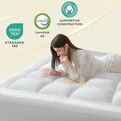 Anluoer California King Mattress Topper, Memory Foam Pillow Top Mattress Topper for Back Pain, Extra Thick Breathable Mattress Pad with 8-21" Deep Pocket, 72x84 Inches, White