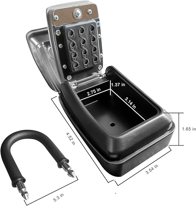 Push Button Lock Box,Outdoor Wall Mounted Key Storage Box with 10-Digit Keyboard Resettable Code,Protective Shell for Outside Weatherproof,Large Capacity,for Home,Outdoor,With Shackle