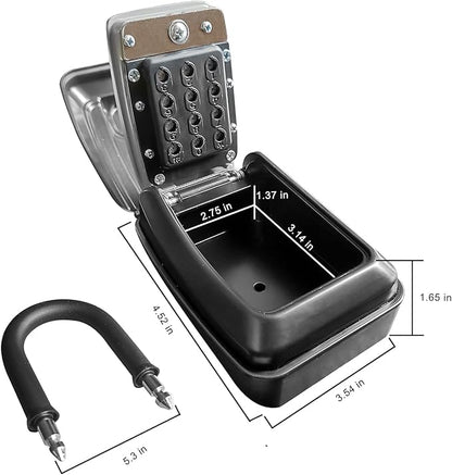 Push Button Lock Box,Outdoor Wall Mounted Key Storage Box with 10-Digit Keyboard Resettable Code,Protective Shell for Outside Weatherproof,Large Capacity,for Home,Outdoor,With Shackle
