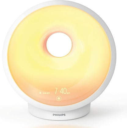 Philips SmartSleep Sleep and Wake-Up Light, Simulated Sunrise and Sunset, Multiple Lights and Sounds, RelaxBreathe to Sleep, HF3650/60
