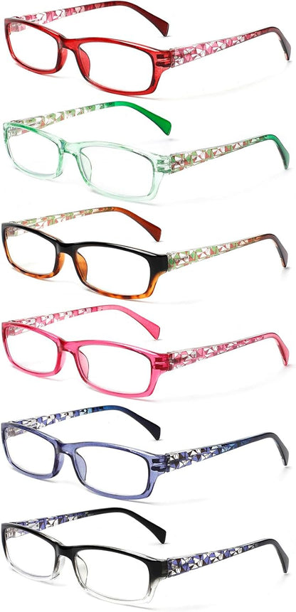 Kerecsen Computer Reading Glasses for Women Blue Light Blocking Glasses for Reading Fashion Pattern Print Eyeglasses for Womens(Mix Color -7, 4.00)