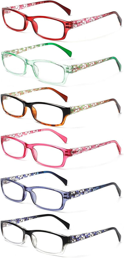 Kerecsen Computer Reading Glasses for Women Blue Light Blocking Glasses for Reading Fashion Pattern Print Eyeglasses for Womens(Mix Color -7, 3.50)