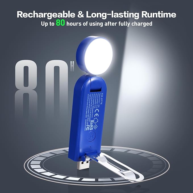 VAVOFO USB Rechargeable Book Light, Blue Light Blocking, Amber Light Clip On Bookmark Shaped Reading Light, Eye Care 6 LEDs Book Light for Bookworms Reading in Bed with 9 Lighting Modes (Royal Blue)