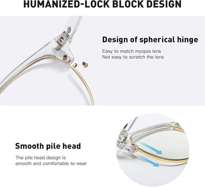 Blue Light Blocking Glasses Vintage Half Frame UV Clear Lens Anti Eyestrain Computer Gaming Glasses for Women Men(P56)