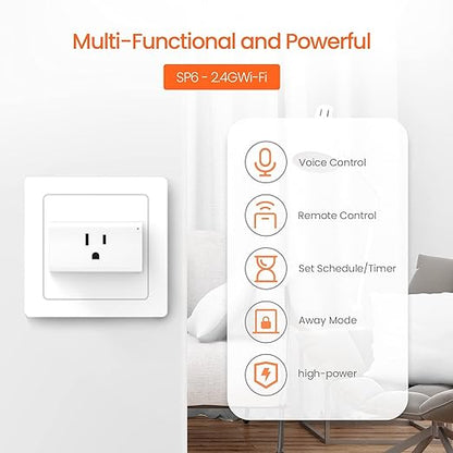 TENDA SP9 (1 Pack) Smart Plug WiFi Outlet Switch with Energy Monitoring, Works with Alexa & Google Assistant for Voice & Remote Control, Timer & Schedule Function, 13A Safe Design, No Hub Required