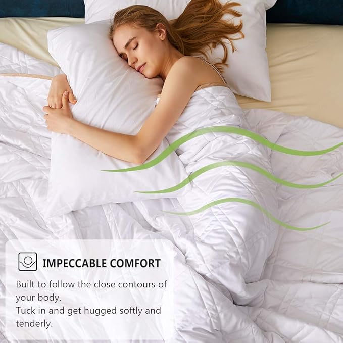 Dornroscn Cooling Weighted Blanket Bamboo-Derived Rayon with Premium Glass Beads| 35 lbs | 88"x104" Big Blanket King Size | Fits King or Over Sized Bed | White