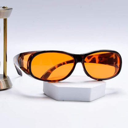 BLUELESS Fitover Blue Light Blocking Computer Glasses with Orange Tinted Sleep Glasses, Tortoise
