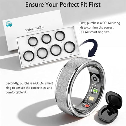 R10 Smart Ring, Smart Health Ring for Women, Features Heart Rate, Blood Oxygen, Sleep Monitoring, Pedometer, and Fitness Tracker, No Subscription Fee. (Silver, 7#)