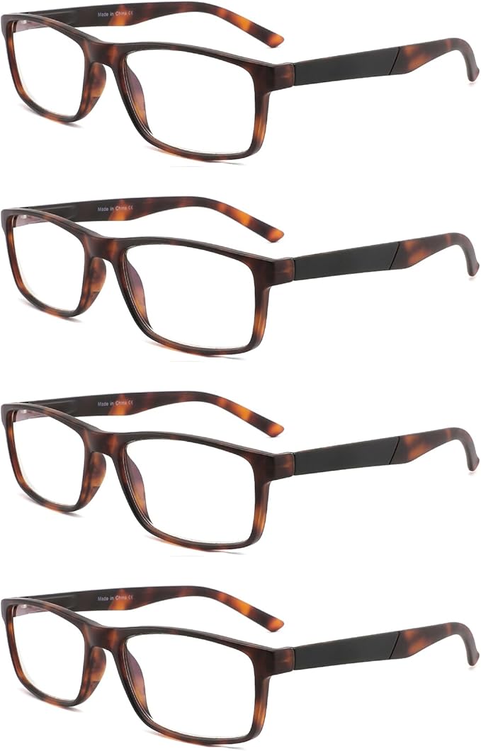 DONGDI Blue Light Blocking Reading Glasses 4 Pack Computer Readers for Women Men,Anti Glare UV Ray Filter Eyeglasses… (4pack-brown tortoise, 2.50)
