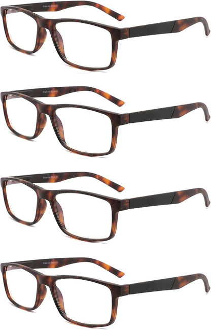 DONGDI Blue Light Blocking Reading Glasses 4 Pack Computer Readers for Women Men,Anti Glare UV Ray Filter Eyeglasses… (4pack-brown tortoise, 2.50)