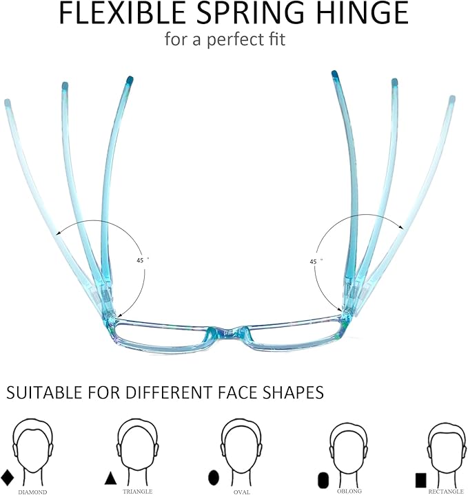 Henotin 6-Pack Reading Glasses Blue Light Blocking Anti Eyestrain Computer Reading Glasses for Women and Men Readers (Mix Color-D, 1.25, Diopters)