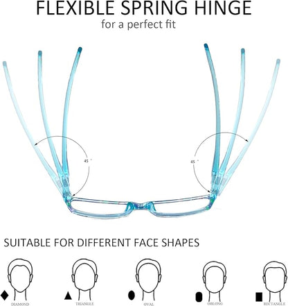 Henotin 6-Pack Reading Glasses Blue Light Blocking Anti Eyestrain Computer Reading Glasses for Women and Men Readers (Mix Color-D, 1.25, Diopters)