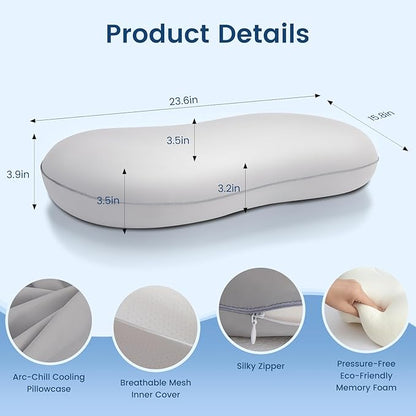 Elegear Cervical Neck Pillow, Cooling Neck Pillow for Pain Relief - Zero-Pressure Deep Sleep Pillow for Sleeping,Ergonomic Cervical Pillow with Induction Spring Design for Side&Back Sleeper - M