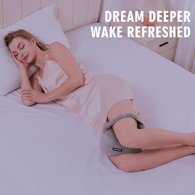 Knee Pillow for Side Sleepers Sciatica Pain Relief - Memory Foam Support Pillows Between Legs with Non-Slip Strap, Spine Alignment for Pregnancy, Hip, Knee, Back Pain