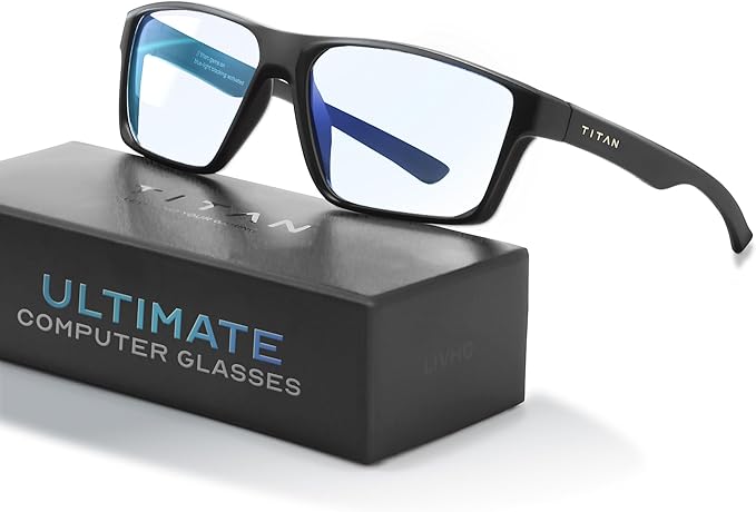 Titan Gaming Glasses, Blue Light Blocking, Night Driving Glasses for Men, Computer Protection Christmas Gift for Gamers