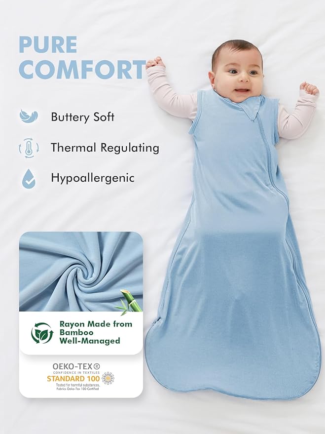 HAPIU Unisex Rayon Made from Bamboo Baby Sleep Sack TOG 0.5, 2-Way Premium Zipper, Wearable Blanket