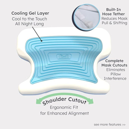 Contour CPAPMax Cooling Gel - CPAP Pillow for Side, Back and Stomach Sleepers with Adjustable Memory Foam - Pillow for CPAP Users, Sleeping with Mask