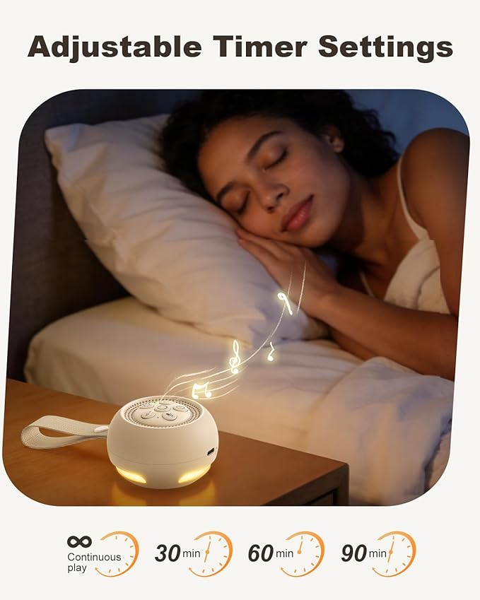 White Noise Sound Machine with Voice Recording, 16 Soothing Sounds Portable Noise Machine, Night Light, Timer, Rechargeable White Noise Machine for Sleeping Nursery Home Office Travel