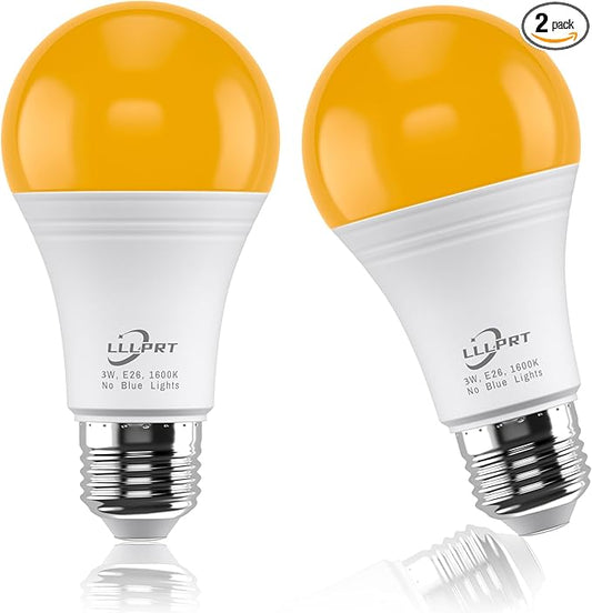 3W LED Amber Light Bulbs, Upgrade to Dimmable,2 Pack 1600K Warm White 180LM Night Lighting, Blue Light Blocking, Energy Saving, 30W Replacement, Sleep Aid E26 Base,for Bedroom,Baby Nursery Room