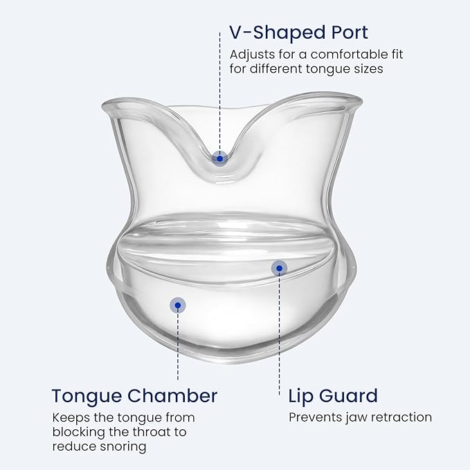 Tongue Stabilizing Device Mouthpiece - Reusable, BPA-Free Anti Snore Solution & Comfortable Tongue Retainer to Stop Snoring for Better Sleep, Fits Men & Women(L)