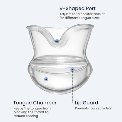 Tongue Stabilizing Device Mouthpiece - Reusable, BPA-Free Anti Snore Solution & Comfortable Tongue Retainer to Stop Snoring for Better Sleep, Fits Men & Women(L)