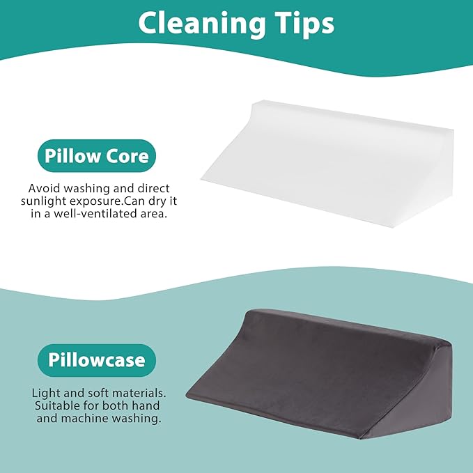 Bedluxe Wedge Pillow for Side Sleeping, Comfort Foam Back Pillow for Side Sleeper, Bed Wedges & Body Positioners for After Surgery, Pregnancy Support, Back Pain, Preventing Bedsores, Short Plush