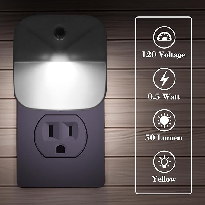 KINUR 6 Pack LED Night Light Plug into Wall, Daylight White Color Dusk to Dawn Sensor Automatic on and Off for Kids, Nursery, Bedroom, Bathroom, Hallway, Stairs, Kitchen