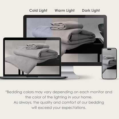 DAPU 100% Linen Duvet Cover Set - Pure Natural French Flax Linen with Corner Ties and Zipper Closure Soft Breathable Durable for Hot Sleepers 1 Duvet Cover 2 Pillowcases (Earl Gray, King)