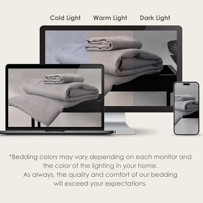 DAPU 100% Linen Duvet Cover Set - Pure Natural French Flax Linen with Corner Ties and Zipper Closure Soft Breathable Durable for Hot Sleepers 1 Duvet Cover 2 Pillowcases (Earl Gray, Queen/Full)
