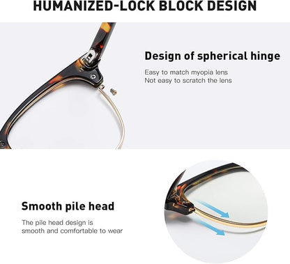 Blue Light Blocking Glasses Vintage Half Frame UV Clear Lens Anti Eyestrain Computer Gaming Glasses for Women Men(P62)
