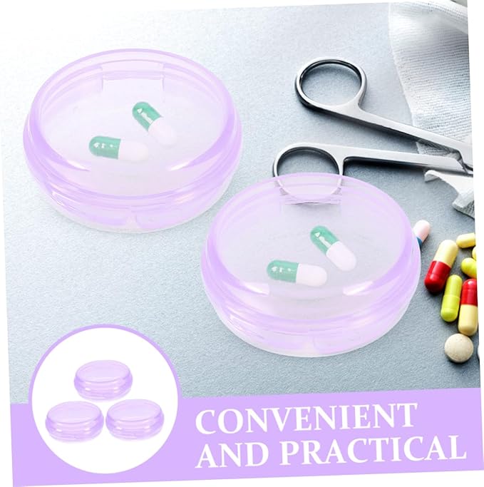 Baluue 3pcs Round Medicine Organizer Compact Pill Dispenser for Travel Material for Daily Medication Management and Storage