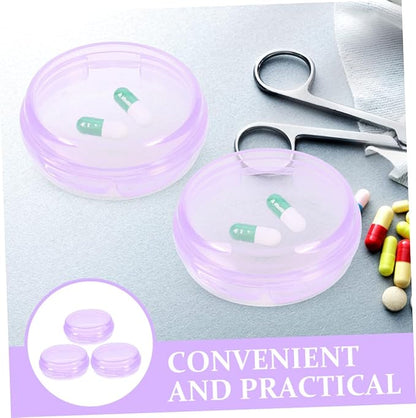 Baluue 3pcs Round Medicine Organizer Compact Pill Dispenser for Travel Material for Daily Medication Management and Storage