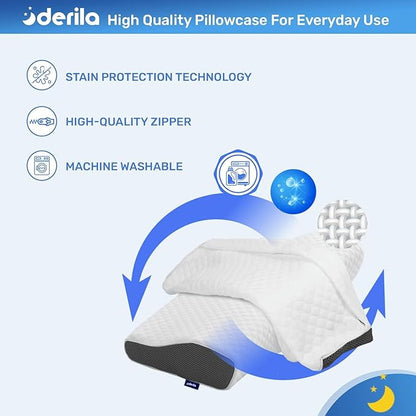 Derila King Size Pillow Case | Designed to Keep Your Memory Foam Pillow Covered and Protected with This Crisp, Clean, White Pillowcase Made from Premium Materials