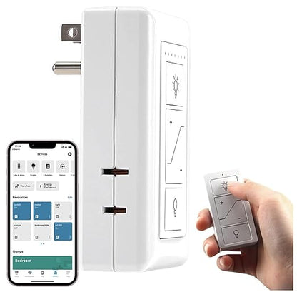 Nexete Smart Dimmer Plug Outlet Switch with Remote, Lamp Dimmer Outlet Switch Plug Adapter for Dimmable LED Light Bulbs Lamps String Lights Voice Control,Work with Alexa ( Plug in Dimmer with Remote )
