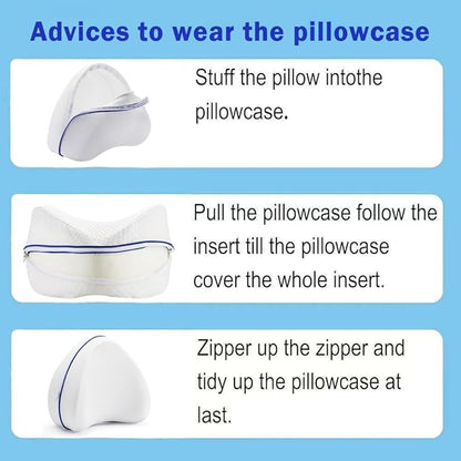 Replacement Pillow Cover for Contour Legacy Leg & Knee Foam Support Pillow-Cover ONLY (White) (2)