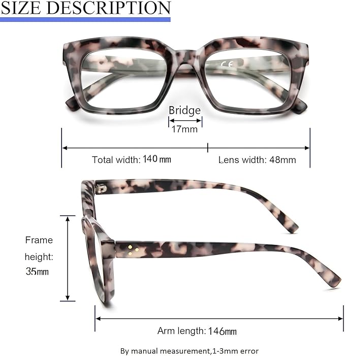 DXYXYO Reading Glasses 0.50 Women Blue Light Blocking Oversized Square Computer Readers 3 Pack Fashion Oprah Style