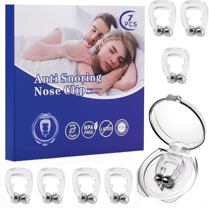 Anti Snoring Devices, Snore Stopper with Adjustable Magnet, Silicone Nose Clip Stop Snoring, Effective to Relieve Snoring, Snoring Solution for Comfortable and Quieter Sleep, White,M